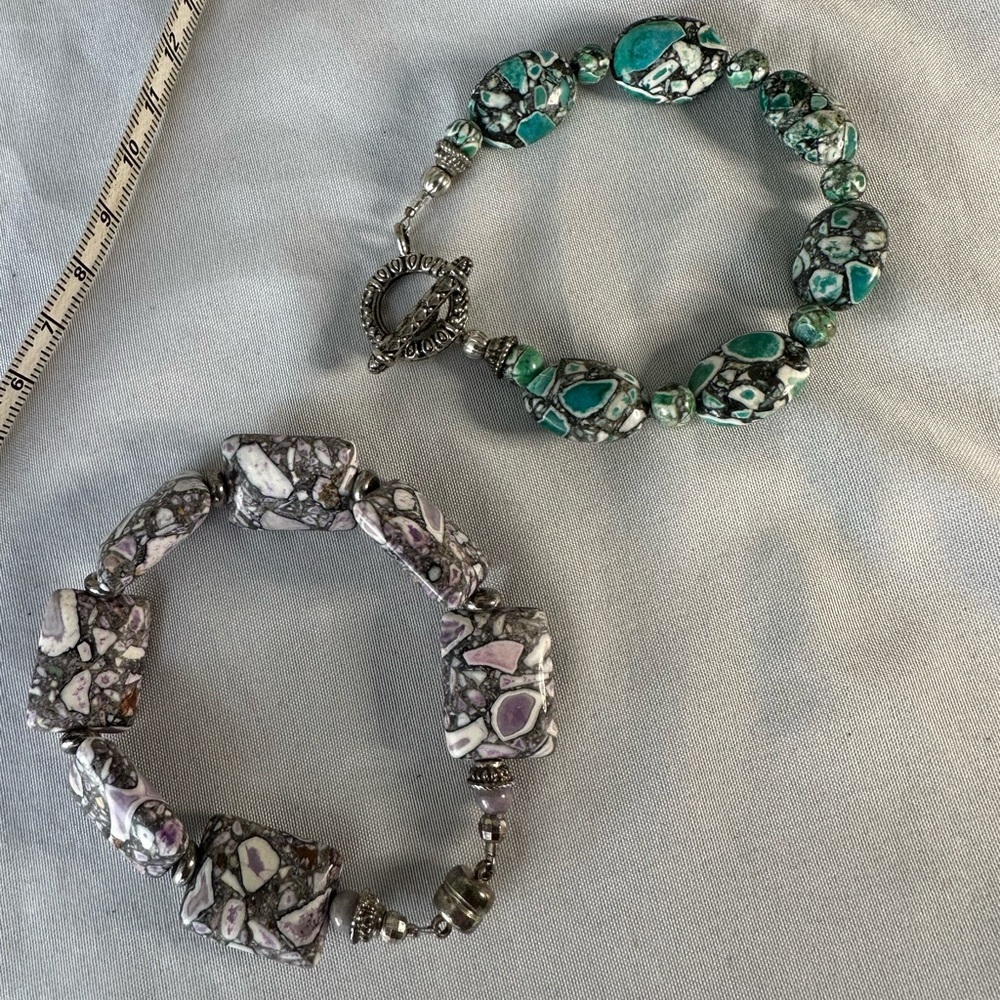 Collage stone bead bracelets